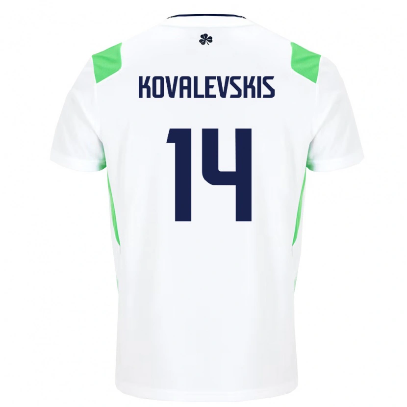 Danxenキッズアイルランド島Max Kovalevskis#14白 ライトグリーンアウェイシャツ26-28ジャージーユニフォーム
