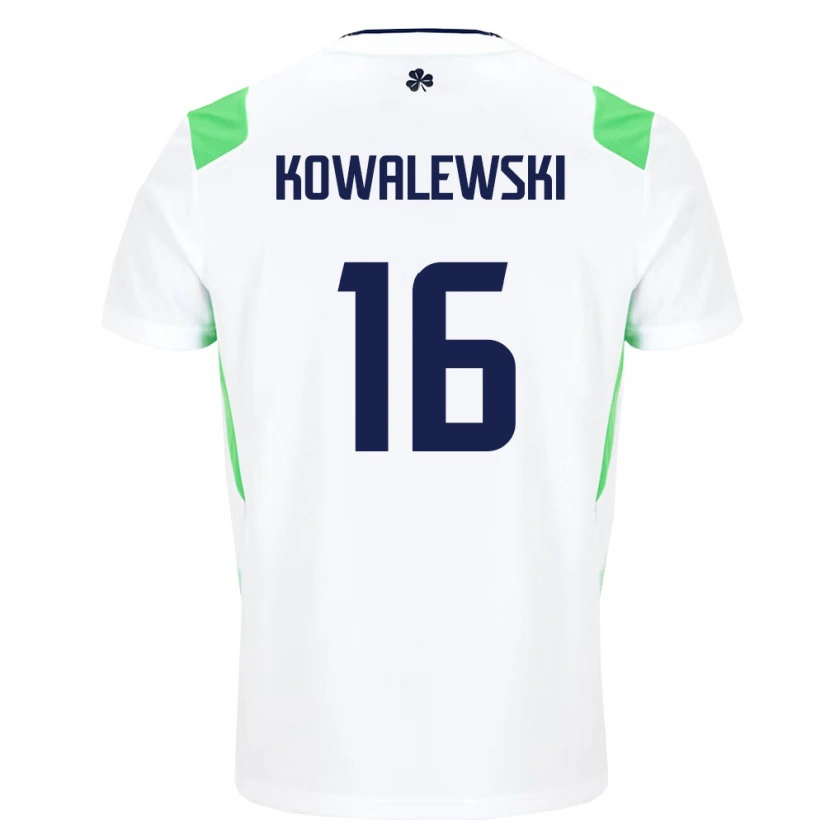 Danxenキッズアイルランド島Jakub Kowalewski#16白 ライトグリーンアウェイシャツ26-28ジャージーユニフォーム