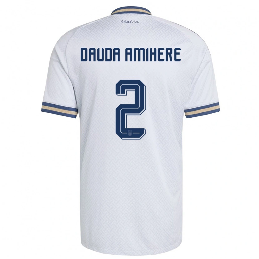 Danxenキッズイタリアイドリーサ・ダウダ・アミヒア#2オフホワイト 紺 金アウェイシャツ26-28ジャージーユニフォーム