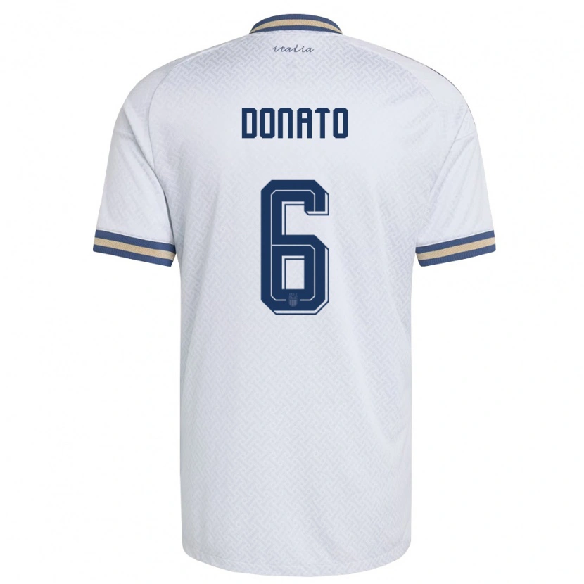 DanxenキッズイタリアAndrea Donato#6オフホワイト 紺 金アウェイシャツ26-28ジャージーユニフォーム