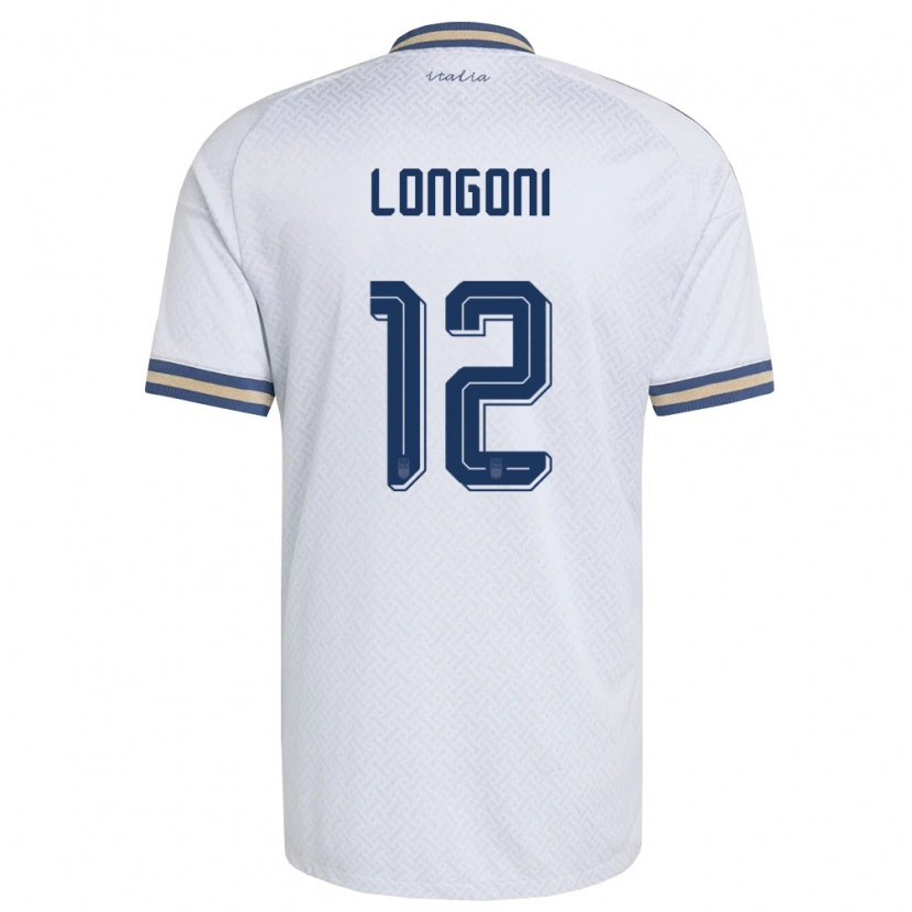 DanxenキッズイタリアAlessandro Longoni#12オフホワイト 紺 金アウェイシャツ26-28ジャージーユニフォーム