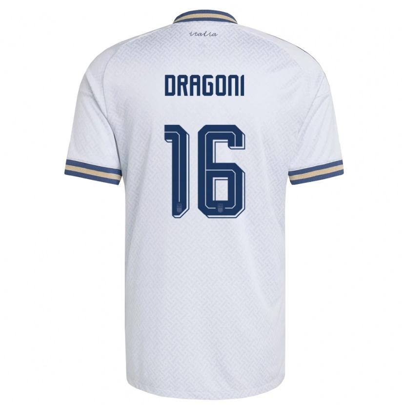 Danxenキッズイタリアジューリア・ドラゴーニ#16オフホワイト 紺 金アウェイシャツ26-28ジャージーユニフォーム