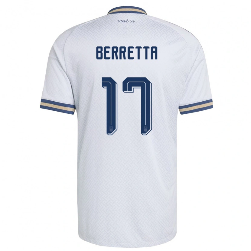 DanxenキッズイタリアAlessandro Berretta#17オフホワイト 紺 金アウェイシャツ26-28ジャージーユニフォーム