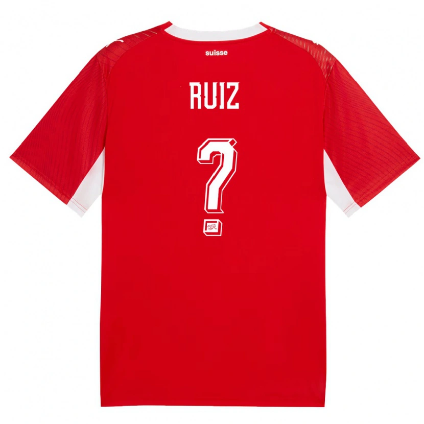 DanxenメンズスイスJoel Ruiz#0赤 白ホームシャツ26-28ジャージーユニフォーム