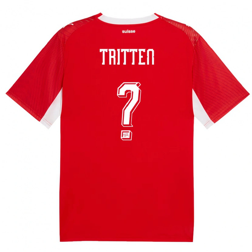 DanxenメンズスイスVasco Tritten#0赤 白ホームシャツ26-28ジャージーユニフォーム