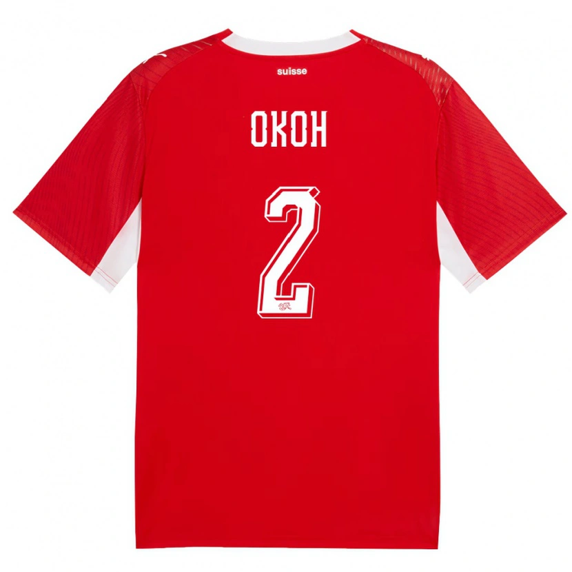 DanxenメンズスイスDarren Okoh#2赤 白ホームシャツ26-28ジャージーユニフォーム