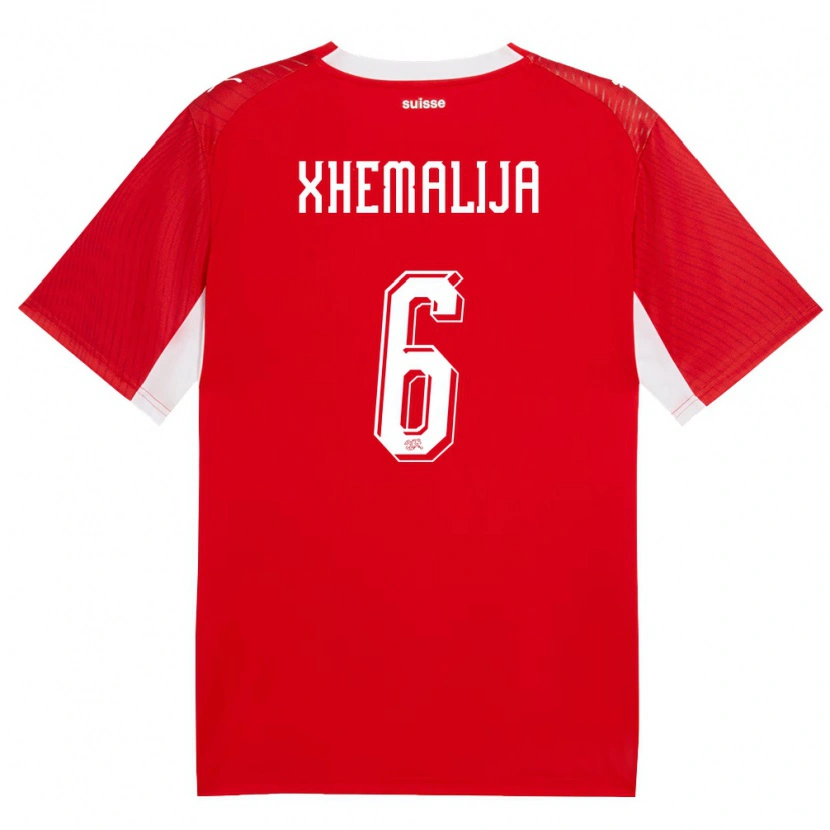 DanxenメンズスイスDemir Xhemalija#6赤 白ホームシャツ26-28ジャージーユニフォーム