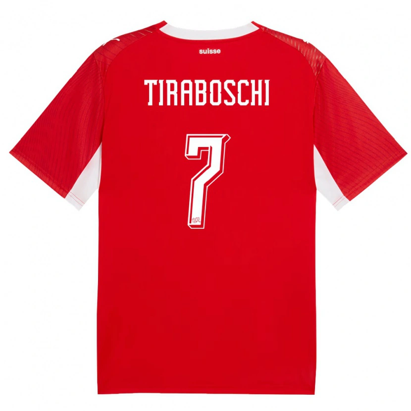 DanxenメンズスイスIan Tiraboschi#7赤 白ホームシャツ26-28ジャージーユニフォーム