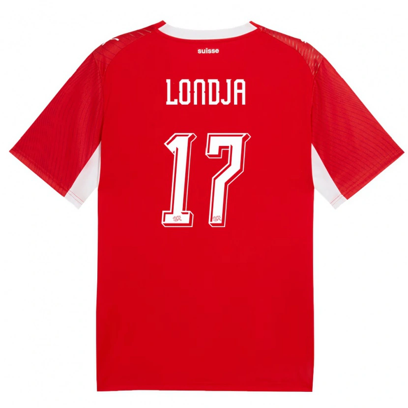 DanxenメンズスイスRuben Londja#17赤 白ホームシャツ26-28ジャージーユニフォーム