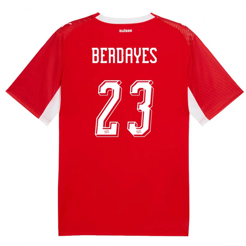 DanxenメンズスイスThéo Berdayes#23赤 白ホームシャツ26-28ジャージーユニフォーム