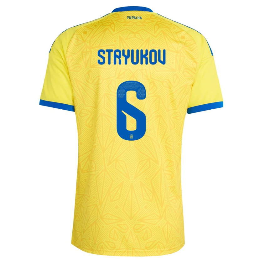 DanxenメンズウクライナMaksym Stryukov#6黄 青ホームシャツ26-28ジャージーユニフォーム