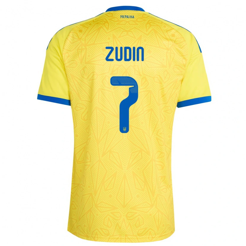 DanxenメンズウクライナDmytro Zudin#7黄 青ホームシャツ26-28ジャージーユニフォーム