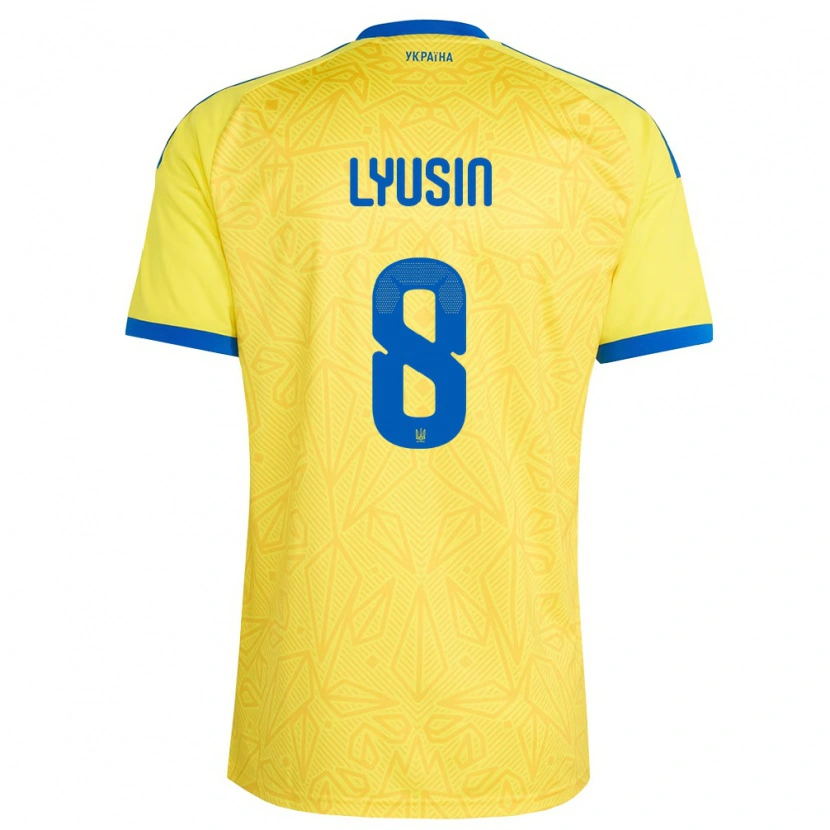 DanxenメンズウクライナPavlo Lyusin#8黄 青ホームシャツ26-28ジャージーユニフォーム
