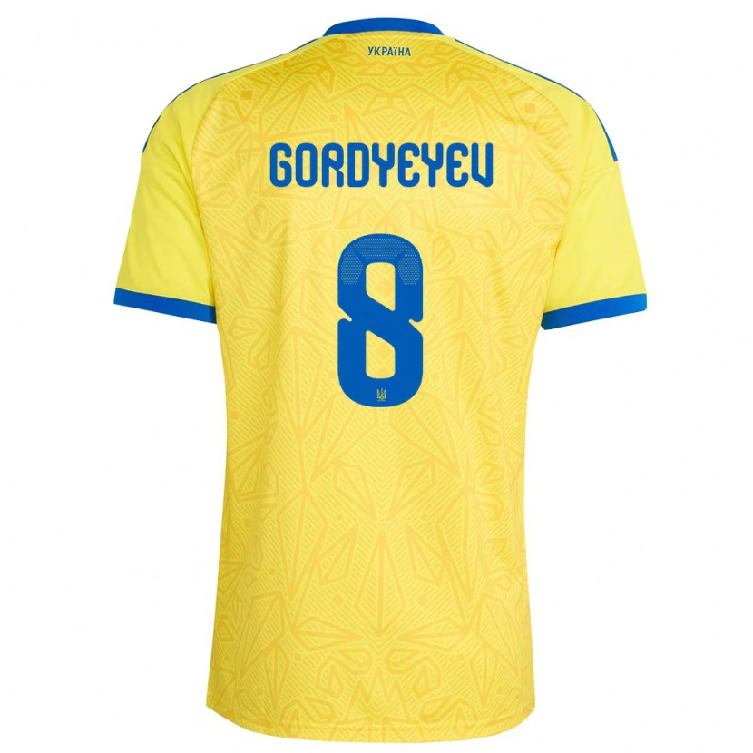 DanxenメンズウクライナDenys Gordyeyev#8黄 青ホームシャツ26-28ジャージーユニフォーム