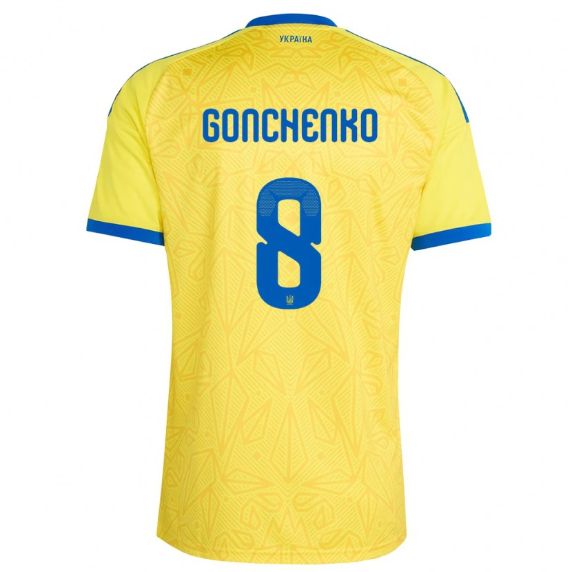 DanxenメンズウクライナDamir Gonchenko#8黄 青ホームシャツ26-28ジャージーユニフォーム
