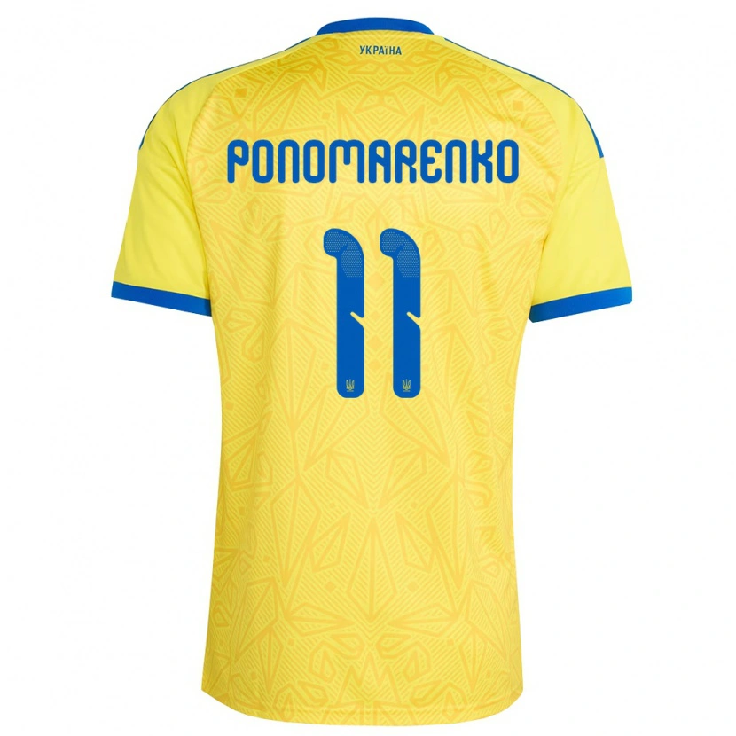 DanxenメンズウクライナMatviy Ponomarenko#11黄 青ホームシャツ26-28ジャージーユニフォーム