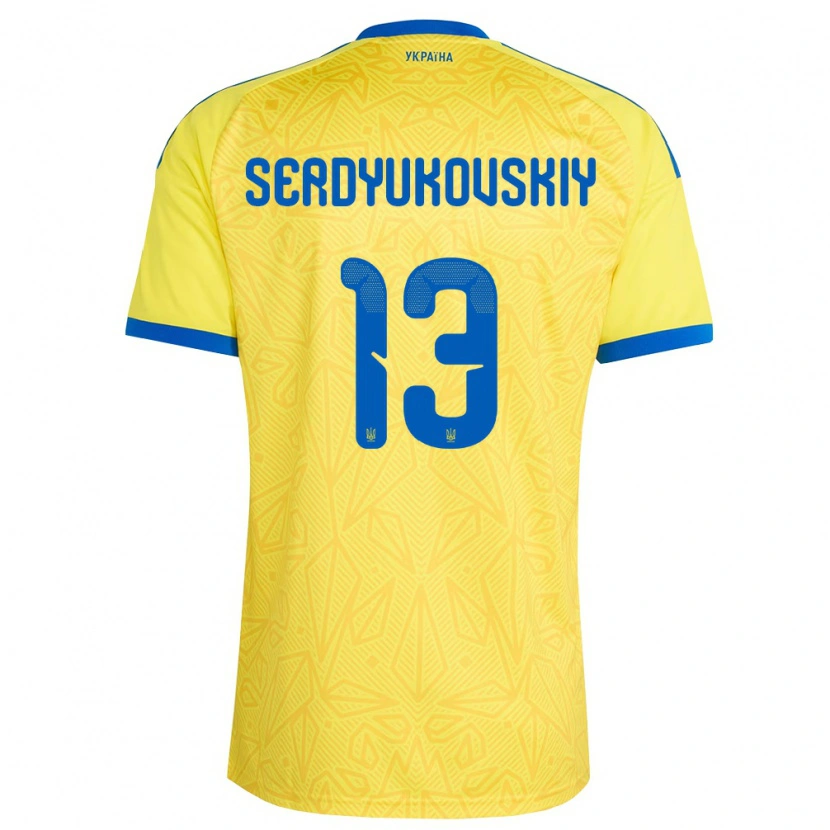DanxenメンズウクライナSvyatoslav Serdyukovskiy#13黄 青ホームシャツ26-28ジャージーユニフォーム
