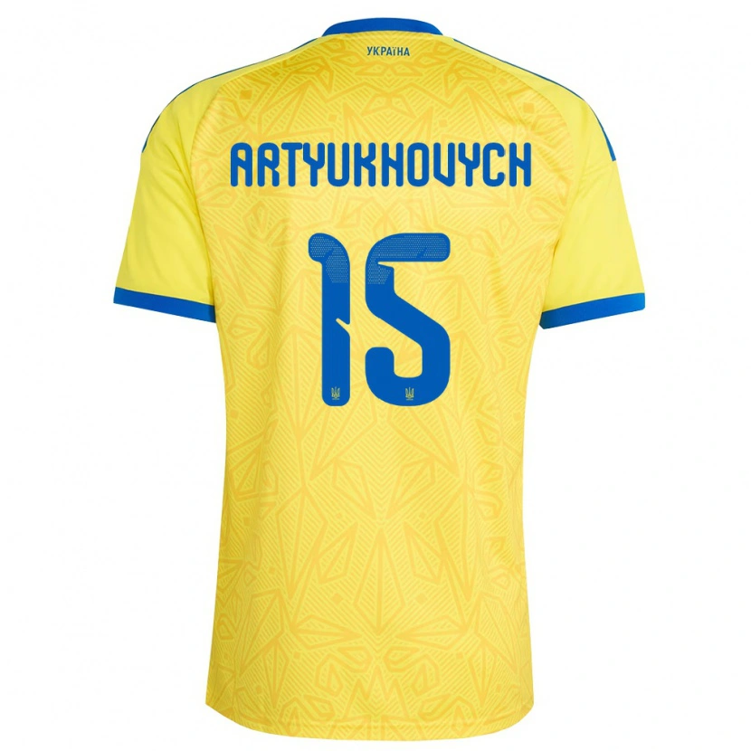 DanxenメンズウクライナVelizar Artyukhovych#15黄 青ホームシャツ26-28ジャージーユニフォーム