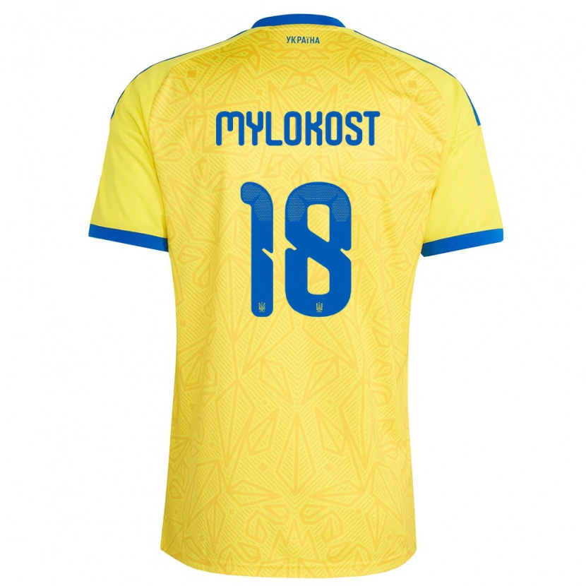 DanxenメンズウクライナYaroslav Mylokost#18黄 青ホームシャツ26-28ジャージーユニフォーム