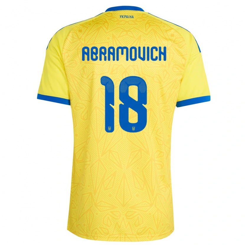 DanxenメンズウクライナMykhaylo Abramovich#18黄 青ホームシャツ26-28ジャージーユニフォーム