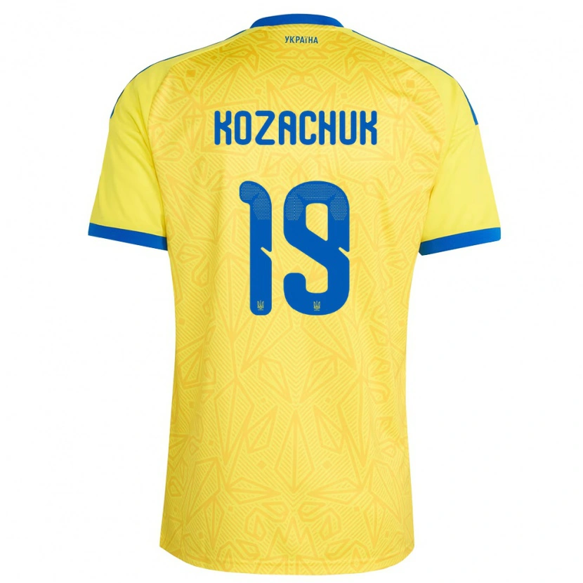 DanxenメンズウクライナYevgen Kozachuk#19黄 青ホームシャツ26-28ジャージーユニフォーム