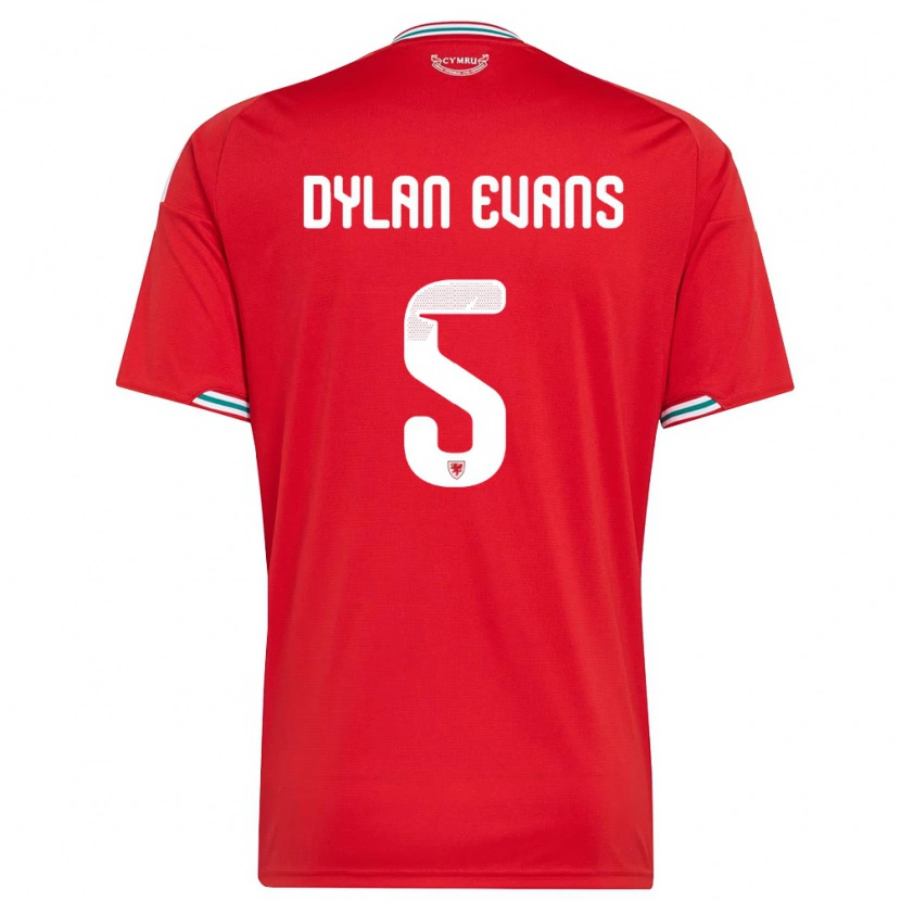 DanxenメンズウェールズDylan Evans#5赤 白 緑ホームシャツ26-28ジャージーユニフォーム