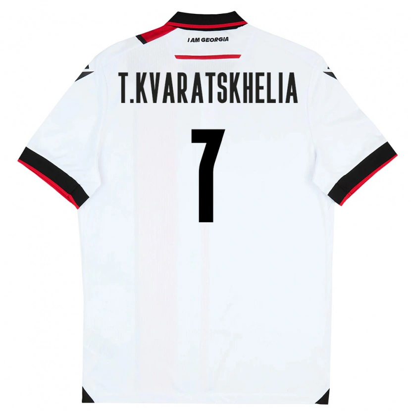 DanxenメンズジョージアTornike Kvaratskhelia#7白 黒 赤ホームシャツ26-28ジャージーユニフォーム