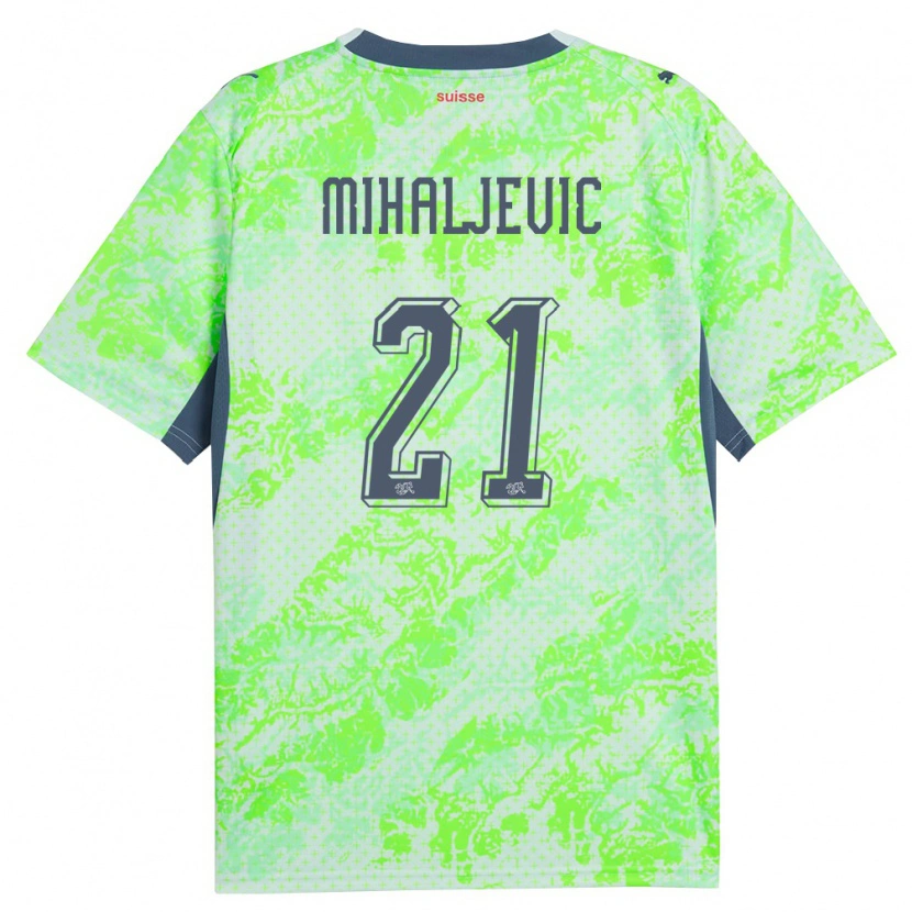 DanxenメンズスイスMark Mihaljevic#21緑 紺アウェイシャツ26-28ジャージーユニフォーム
