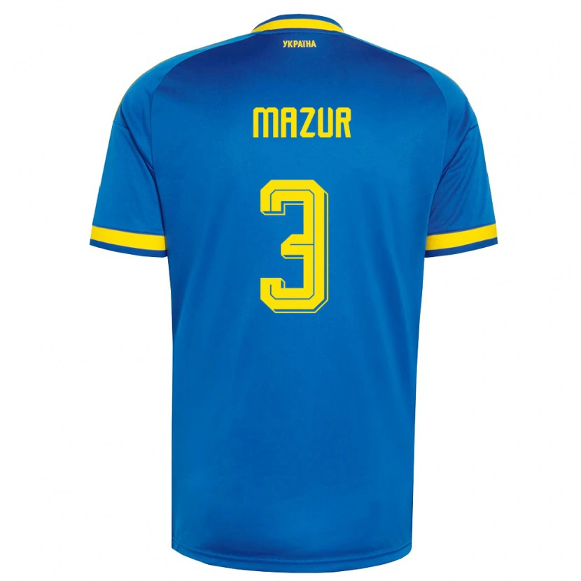 DanxenメンズウクライナArtem Mazur#3青 黄 紺アウェイシャツ26-28ジャージーユニフォーム