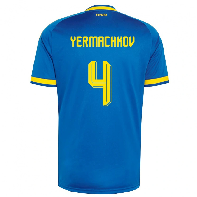 DanxenメンズウクライナIvan Yermachkov#4青 黄 紺アウェイシャツ26-28ジャージーユニフォーム