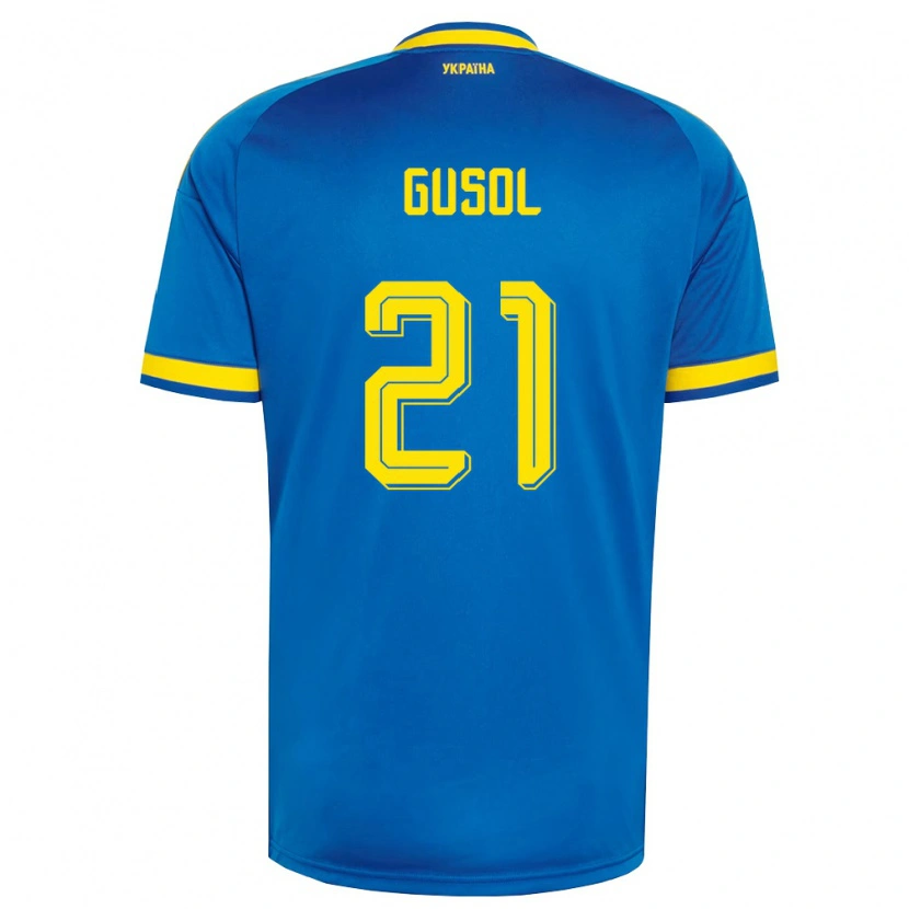 DanxenメンズウクライナArtem Gusol#21青 黄 紺アウェイシャツ26-28ジャージーユニフォーム