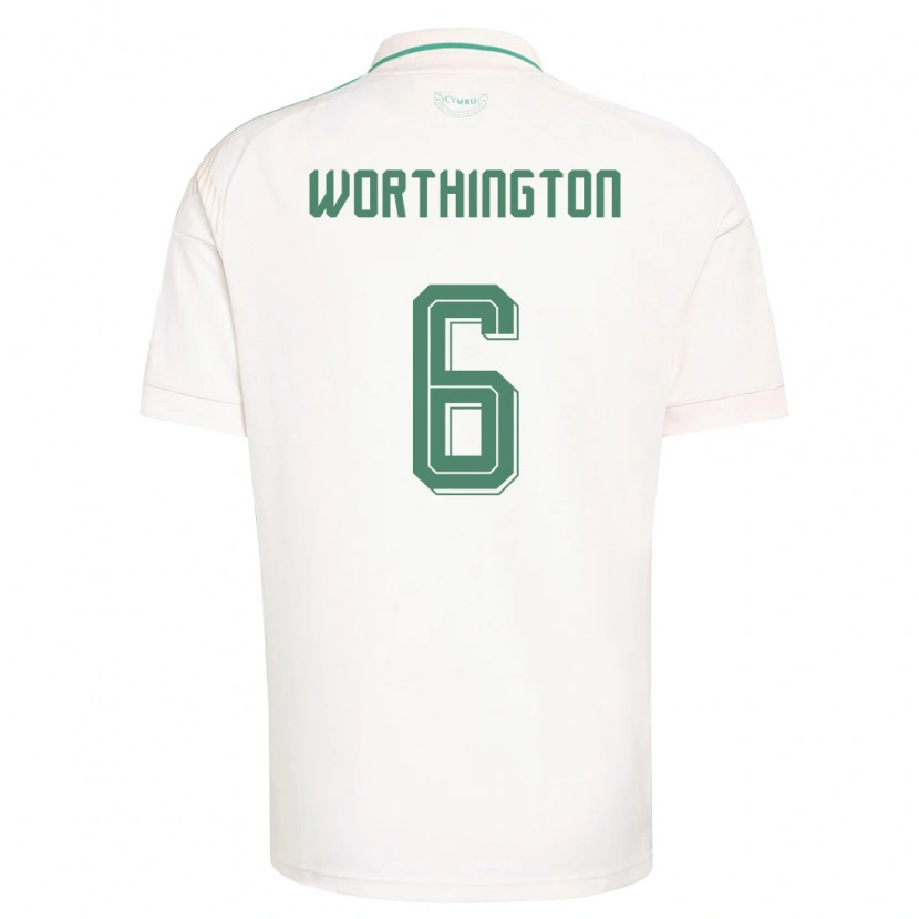 DanxenメンズウェールズJacob Worthington#6白 茶 緑アウェイシャツ26-28ジャージーユニフォーム