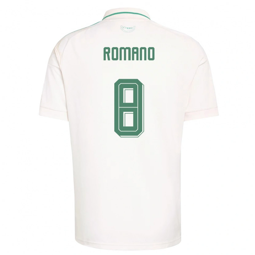 DanxenメンズウェールズEnzo Romano#8白 茶 緑アウェイシャツ26-28ジャージーユニフォーム