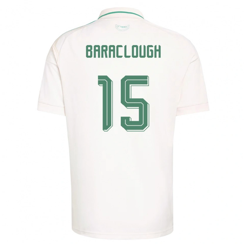 DanxenメンズウェールズFreddie Baraclough#15白 茶 緑アウェイシャツ26-28ジャージーユニフォーム