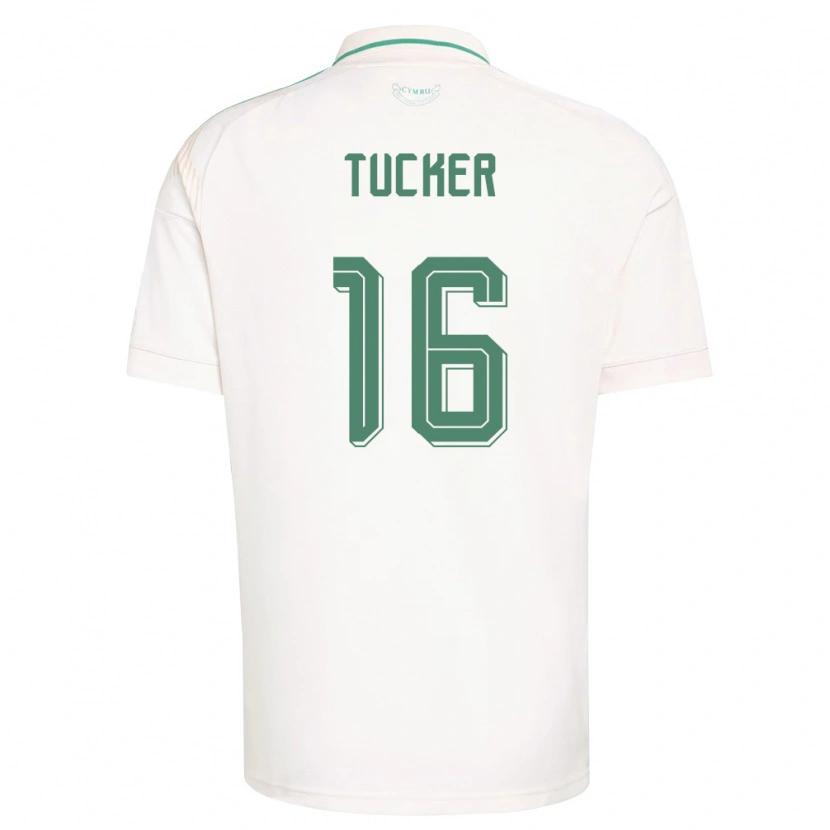 DanxenメンズウェールズAli Tucker#16白 茶 緑アウェイシャツ26-28ジャージーユニフォーム