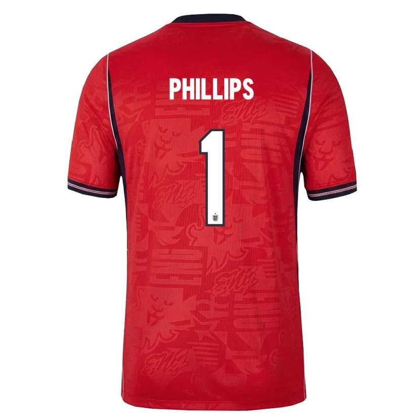 DanxenメンズイングランドCharlie Phillips#1赤 紺 白アウェイシャツ26-28ジャージーユニフォーム