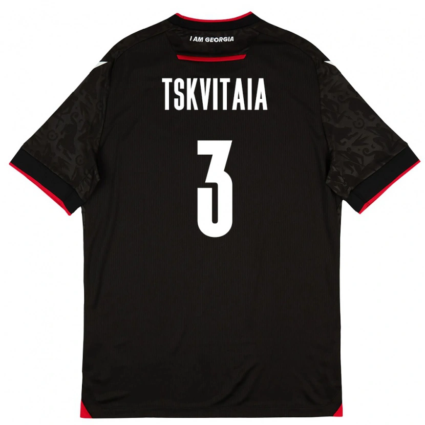 DanxenメンズジョージアDavit Tskvitaia#3黒 白 赤アウェイシャツ26-28ジャージーユニフォーム