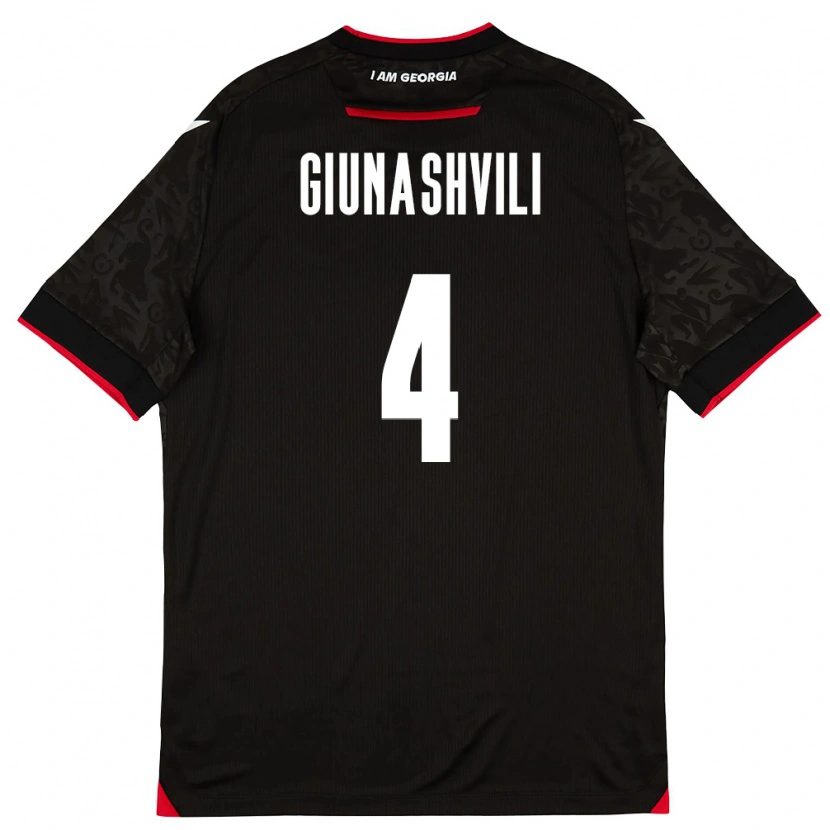 DanxenメンズジョージアAkaki Giunashvili#4黒 白 赤アウェイシャツ26-28ジャージーユニフォーム