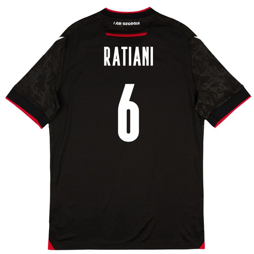 DanxenメンズジョージアSandro Ratiani#6黒 白 赤アウェイシャツ26-28ジャージーユニフォーム