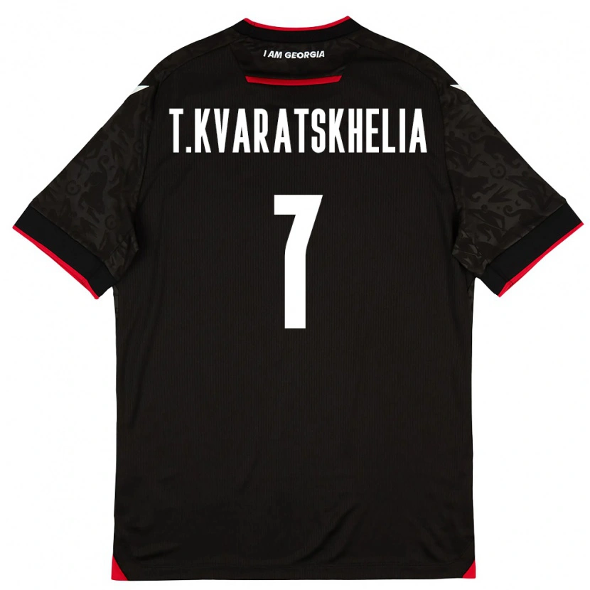 DanxenメンズジョージアTornike Kvaratskhelia#7黒 白 赤アウェイシャツ26-28ジャージーユニフォーム