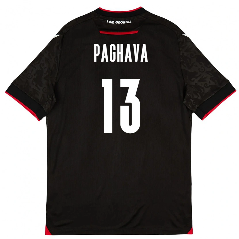 DanxenメンズジョージアDavit Paghava#13黒 白 赤アウェイシャツ26-28ジャージーユニフォーム