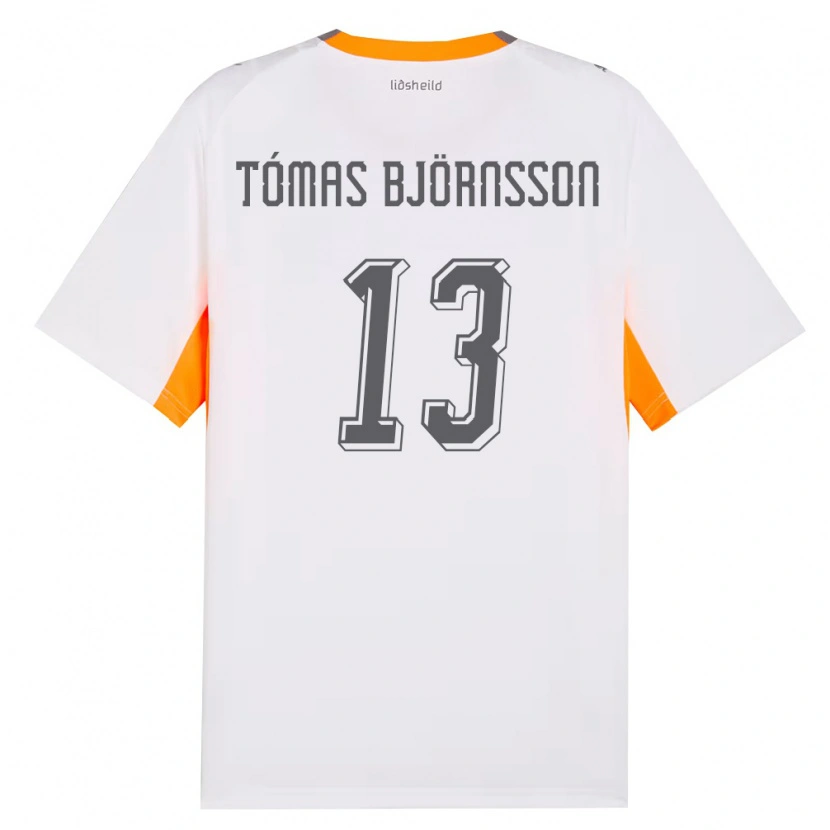 DanxenメンズアイスランドKristján Tómas Björnsson#13白 オレンジ 灰アウェイシャツ26-28ジャージーユニフォーム
