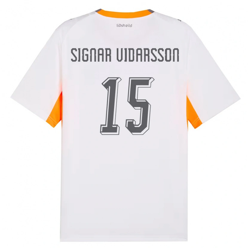 DanxenメンズアイスランドSmári Signar Vidarsson#15白 オレンジ 灰アウェイシャツ26-28ジャージーユニフォーム