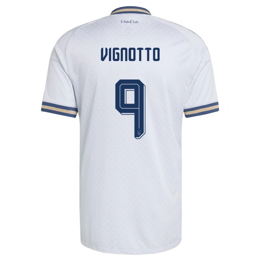 DanxenメンズイタリアElisabetta Vignotto#9オフホワイト 紺 金アウェイシャツ26-28ジャージーユニフォーム