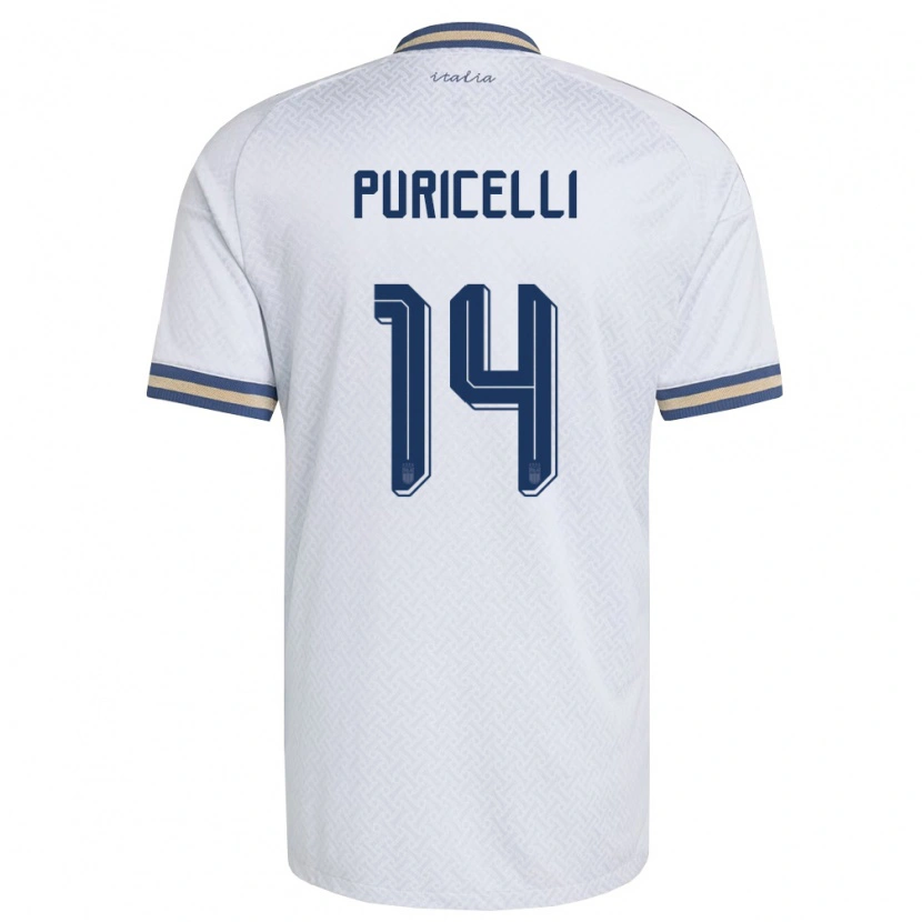 DanxenメンズイタリアLorenzo Puricelli#14オフホワイト 紺 金アウェイシャツ26-28ジャージーユニフォーム