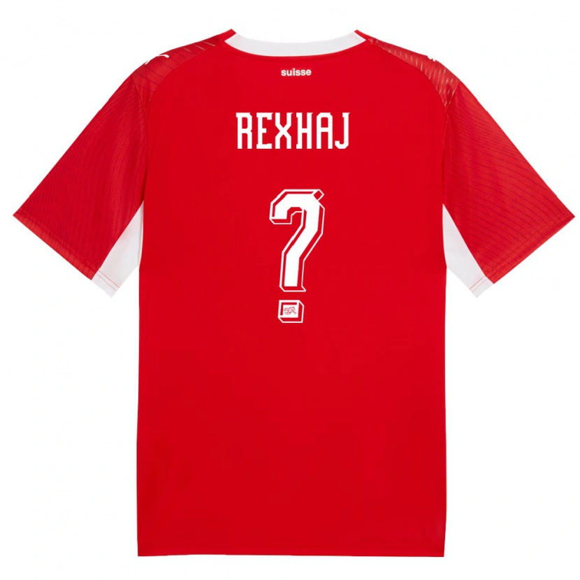 DanxenレディーススイスAgon Rexhaj#0赤 白ホームシャツ26-28ジャージーユニフォーム