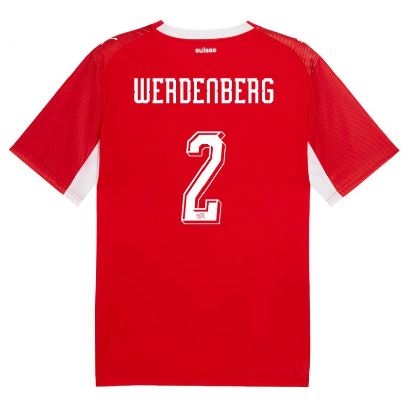 DanxenレディーススイスJulien Werdenberg#2赤 白ホームシャツ26-28ジャージーユニフォーム
