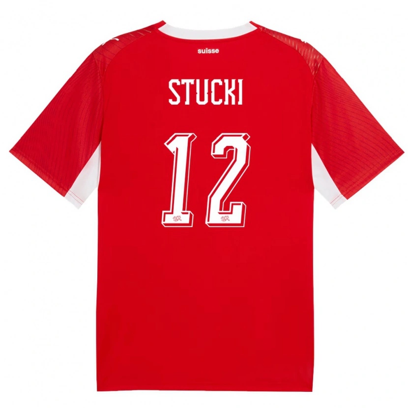 DanxenレディーススイスJayden Stucki#12赤 白ホームシャツ26-28ジャージーユニフォーム