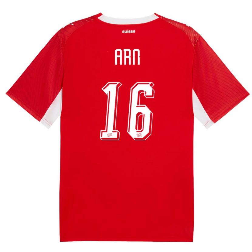 DanxenレディーススイスLevi Arn#16赤 白ホームシャツ26-28ジャージーユニフォーム