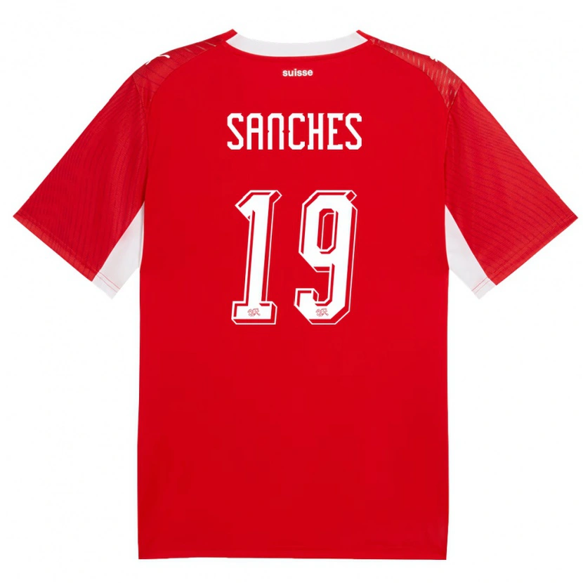 DanxenレディーススイスAlvyn Sanches#19赤 白ホームシャツ26-28ジャージーユニフォーム